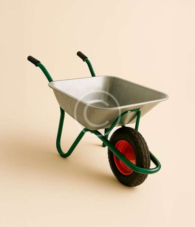 Mini wheelbarrow with metal tray